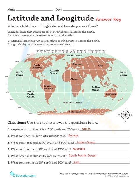 latitude and longitude worksheet with answers pdf